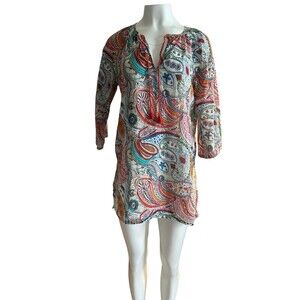 J Crew womens Floral Boho Beach Swim Cover Up Tunic Top size M